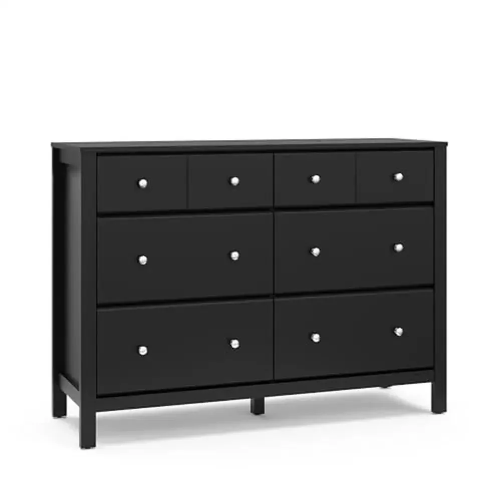 Wood 6 Drawer Dresser Organizer Black GREENGUARD Gold Certified Bedroom Dresser with Safety Features Stylish Furniture by