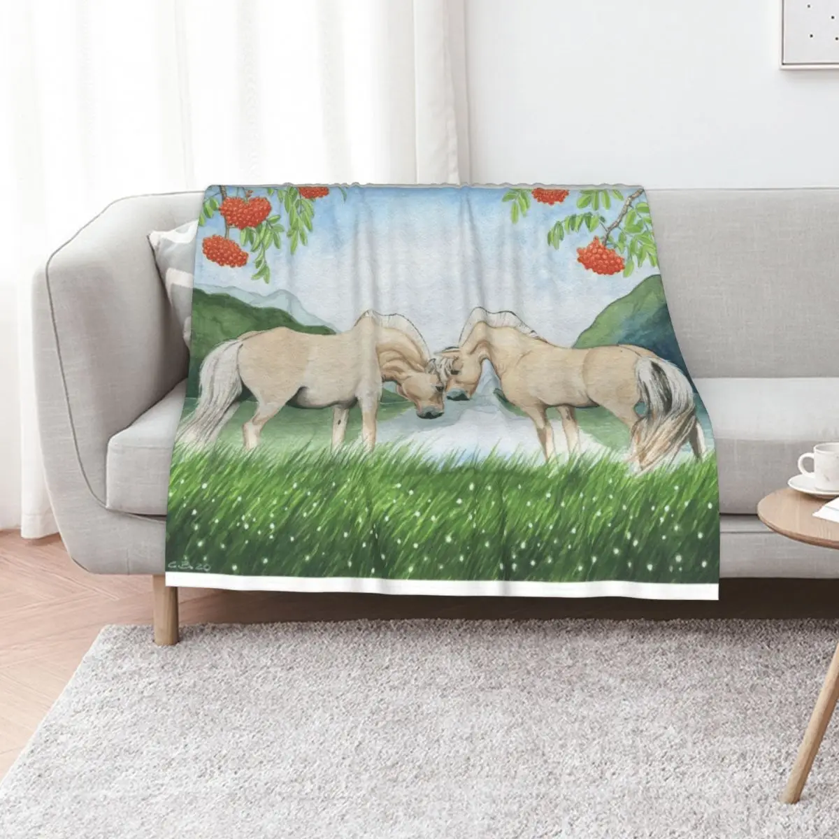 Norwegian horses in a fjord landscape Throw Blanket cosplay anime Custom decorative Plush Luxury St warm for winter Blankets