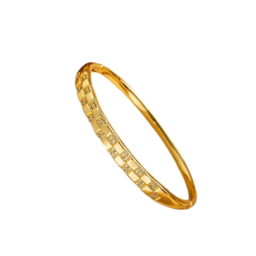 2025 new European and American wide style fashion double-row zircon bracelet with geometric small squares