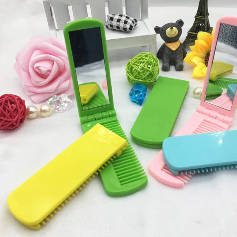 Professional Folding Hair Comb Travel Hair Comb Portable Fold Hair Brush Mirror Compact Pocket Size Purse Travel Comb