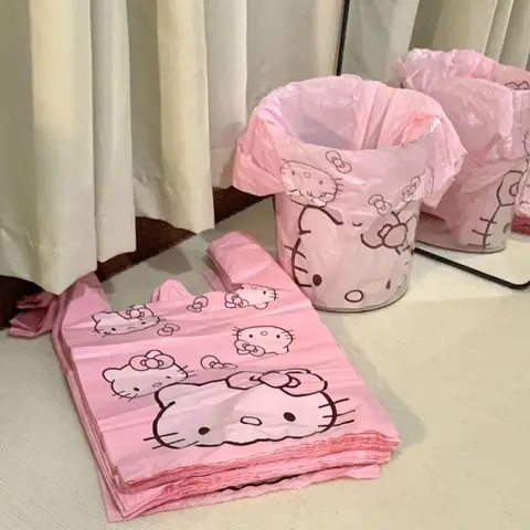 Sanrio Hello Kitty Kuromi Vest Bag Plastic Bag Pink Handbag Gift Bag Storage Bag Trash Bag Household Handheld Cartoon Girls