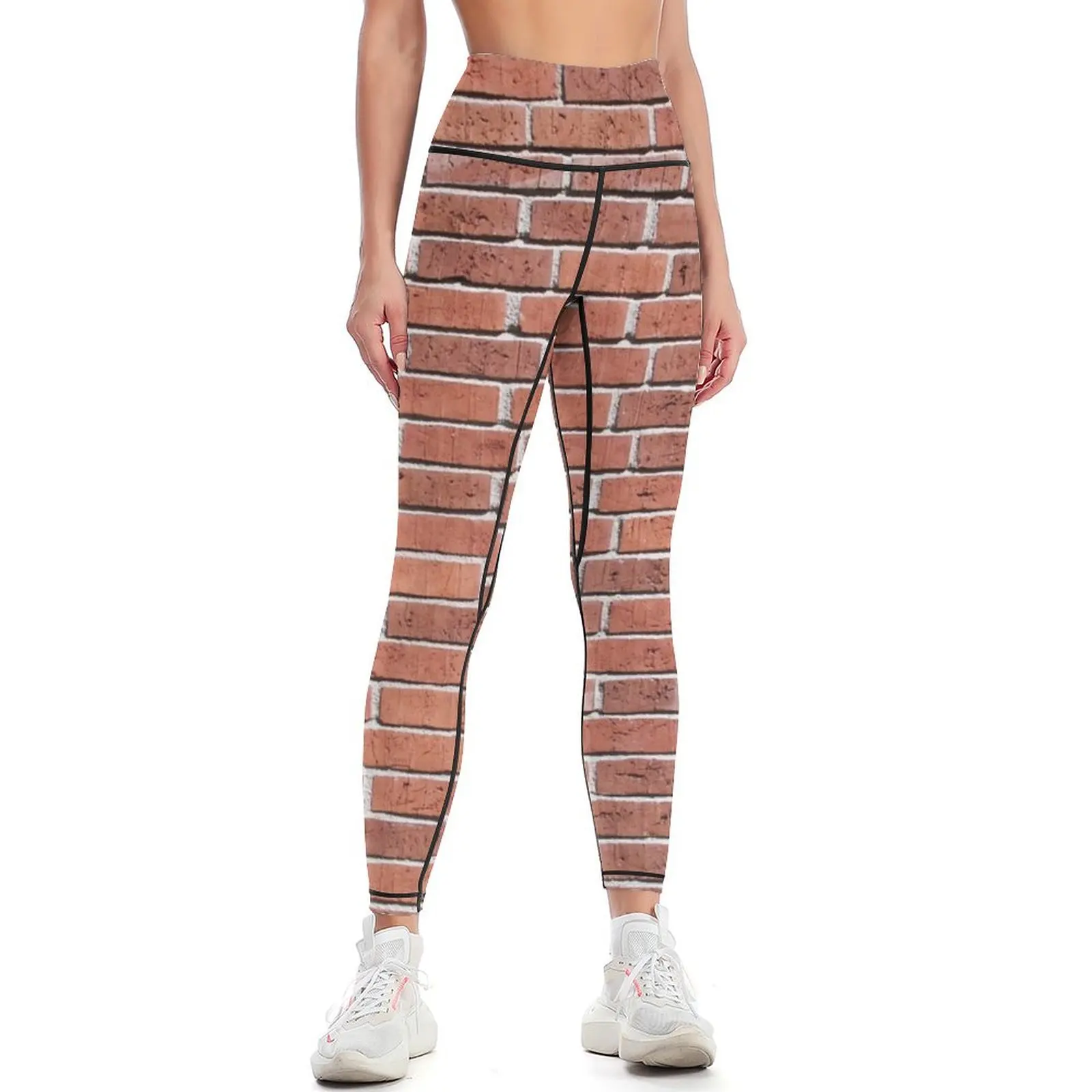 Brick wall pattern : Red Brick Wall Leggings Women's high waist Golf wear Fitness clothing Womens Leggings