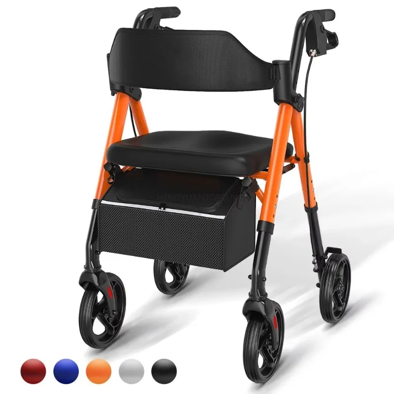 Custom Folding Steel Walking Assist Machine for Disabled Elderly People Patient Upright Rollator Walker