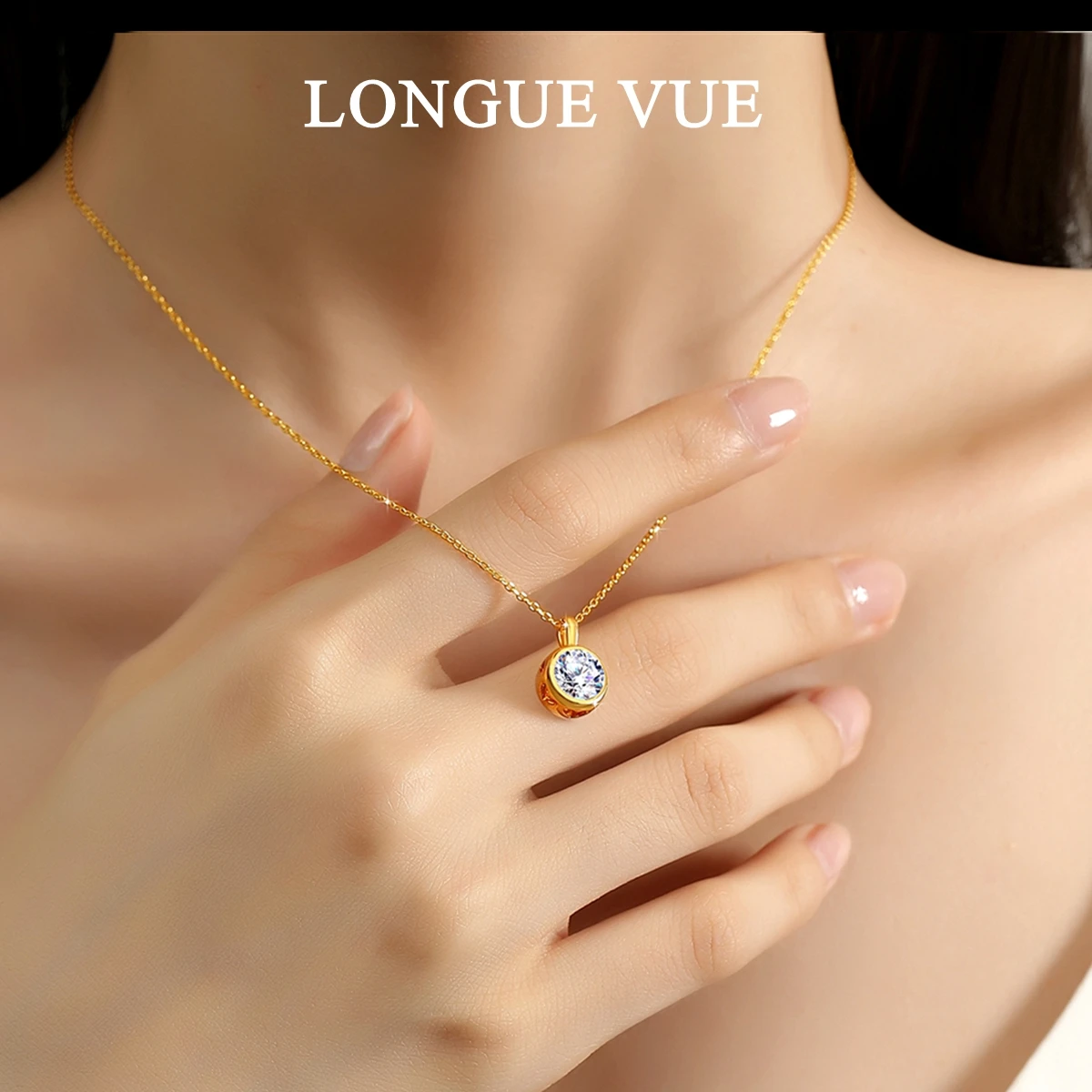 

1 карат кулон из муассанита, настоящее золото 18 карат, минималистичный стиль, женское колье-пасьянс, помолвка, свадебный подарок, ювелирные изделия