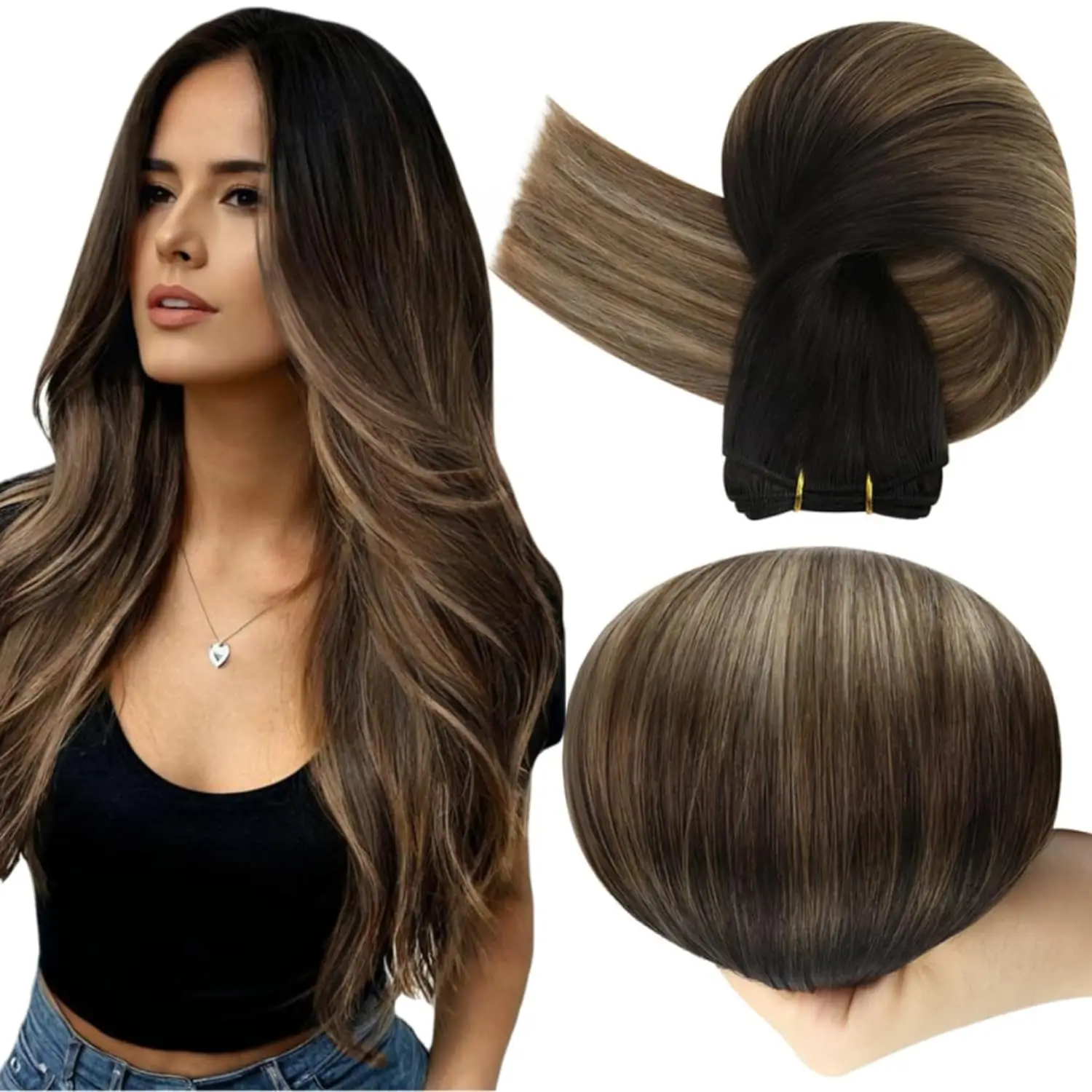 Volledige Glans Menselijk Haar Inslag Extensions Haarbundels Ombre Blonde Kleur 100g Naaien Zijdeachtige Rechte Remy Huid Dubbele inslag Voor Salon