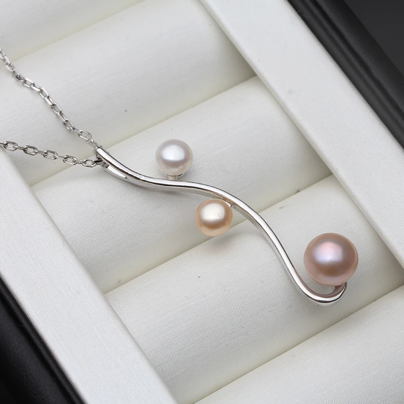 Multi Color Natural Freshwater 925 Silver Pearl Pendant For Women,Real Pearl Pendant Necklace Jewelry Anniversary Gift