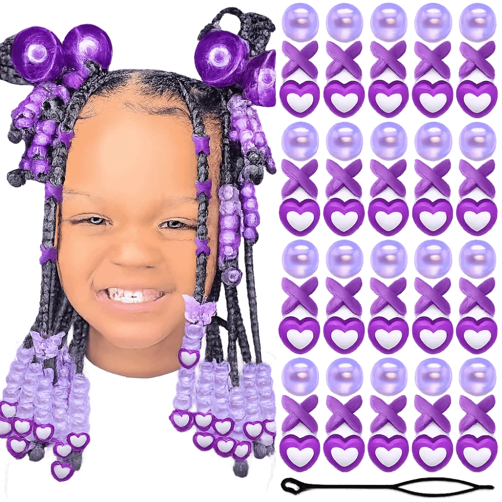 

DIY Colorful Hair Beads Kits Love Heart Multi-Color Dreadlock Braids Decor Hair Accessories Mixed Shapes Painless Braiding Beads