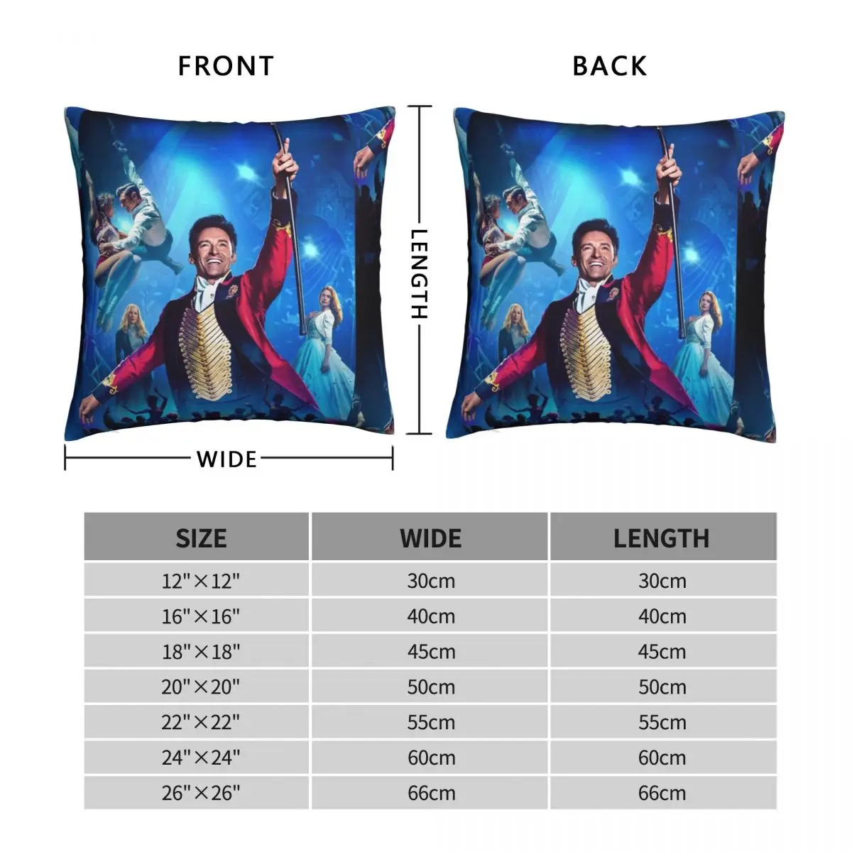 The Greatest Showman Square Pillowcase Polyester Linen Velvet Pattern Zip Decor Car Cushion Cover 45x45