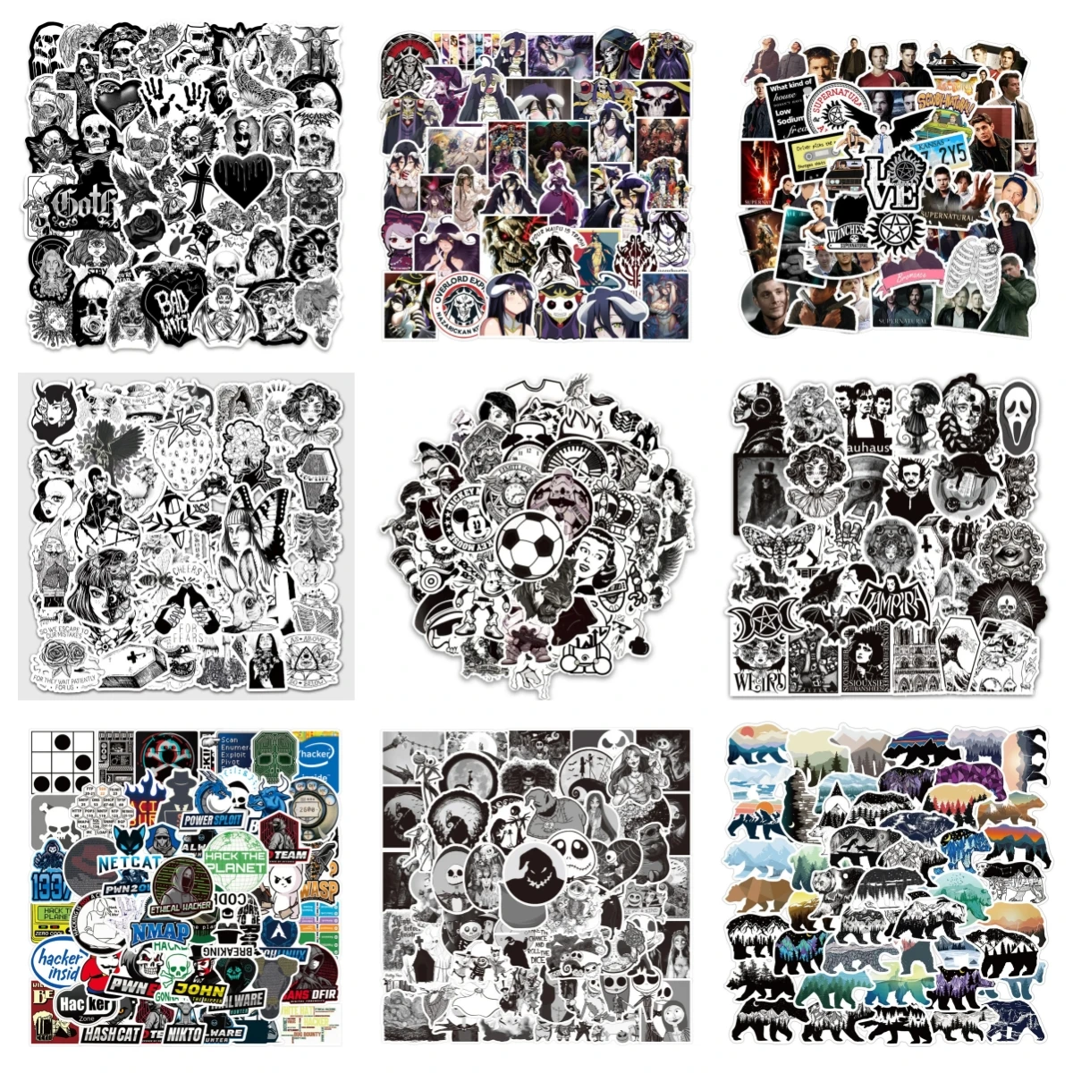 10/30/50PCS Popular Skull Theme Stickers Series Horror Graffiti Refrigerator Laptop Suitcase Skateboard DIY Decoration Wholesale