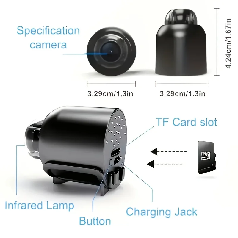 HD كاميرا صغيرة واي فاي 1080P عن بعد مسجل فيديو لاسلكي المنزل منزل كلب أطفال مراقبة السلامة الأمن لبطارية آيفون