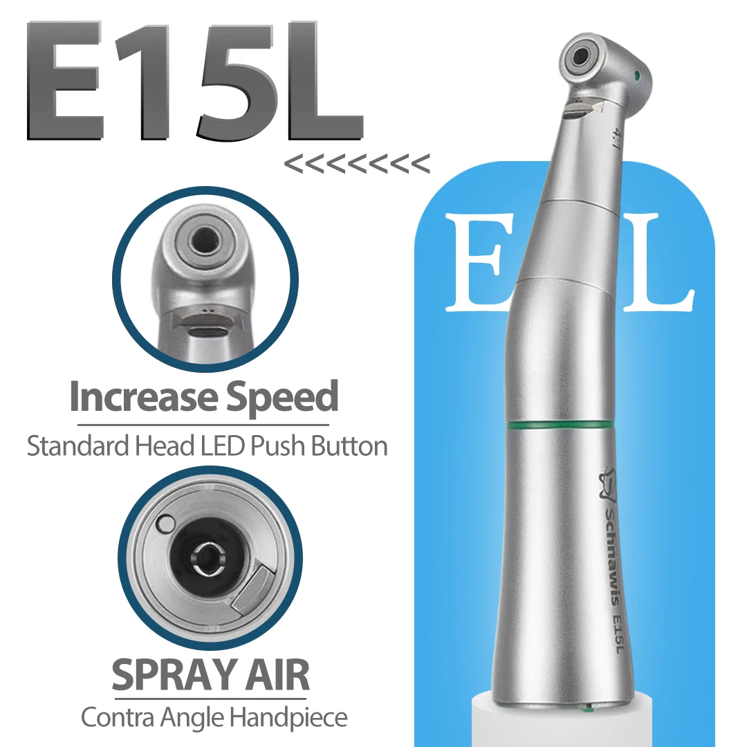 Schnawis 1:1 Dental Low Speed Handpiece 4:1 Dentistry Contra Angle Hand piece Optic Fiber E15L E20L E15C E20C Blue Green Ring