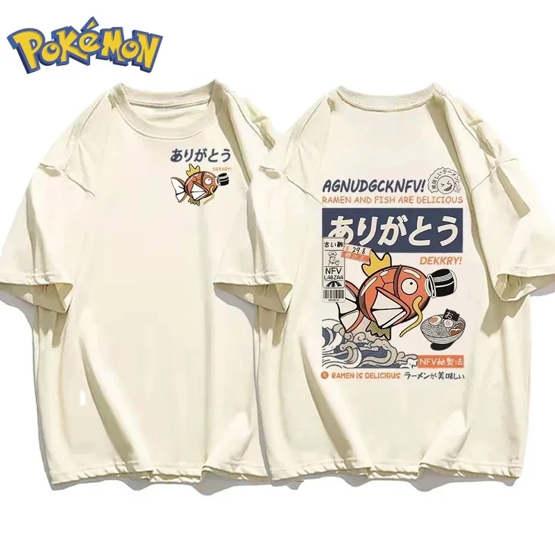 포켓몬 애니메이션 잉어빵 프린팅 티셔츠 2026 가을/겨울 신상 하라주쿠 남녀공용 루즈핏 데일리 부모-자녀 상의
