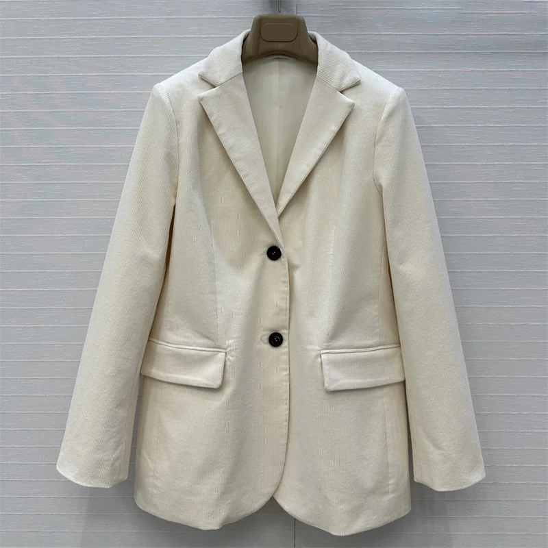 

Women's jacket New autumn 2025 single breasted slim fit long sleeved top pure cotton women's suit jacket corduroy Women's coat