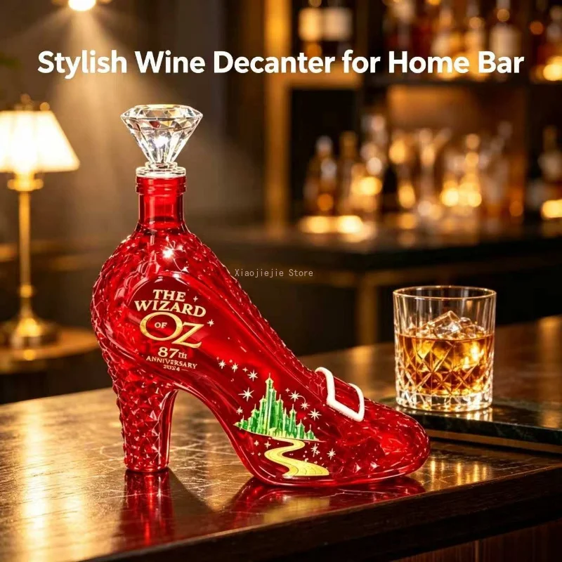 High Heel Shaped Glass Decanter 480ml Unique Wine Liquor Bottle Creative Home Bar Table Decor Gift for Wine Lovers