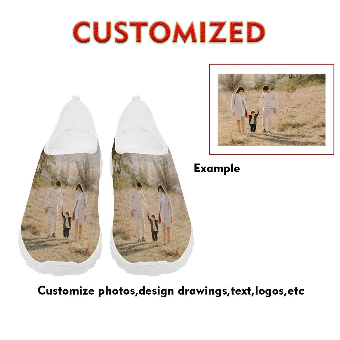 

Summer mesh shoes, customizable with logos, text, and patterns. Cool and comfortable shoes for home wear