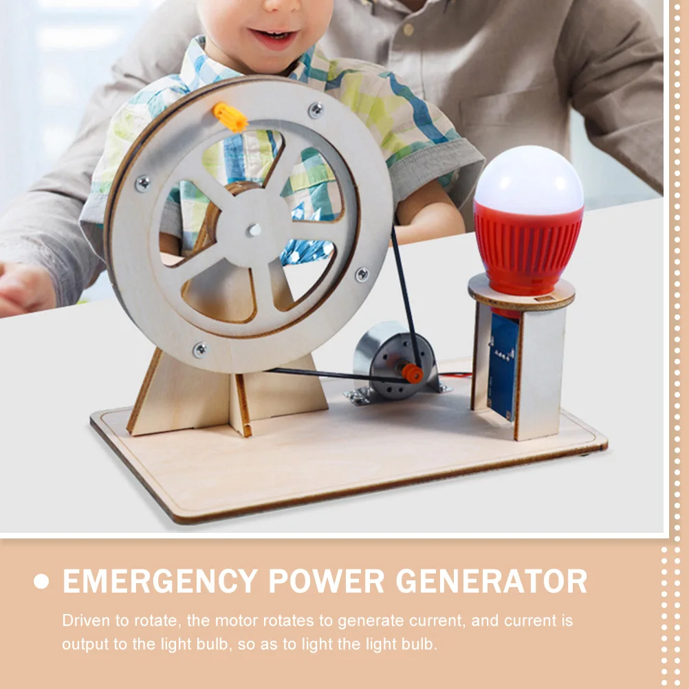 1 مجموعة لتقوم بها بنفسك مجموعة مولد كرنك اليد الخشبية للأطفال المشاريع العلمية الجذعية بناء كرنك اليد مولد الكهرباء للتعليم