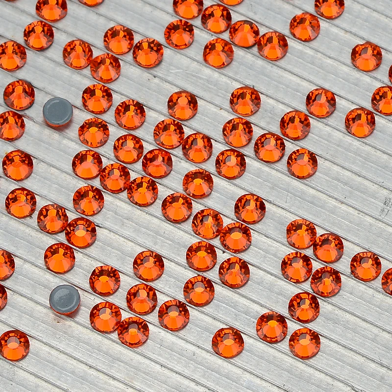 High Quality Orange Flat Back HotFix Rhinestones Glass Hot Fix Crystals Rhinestones For Clothing Bags Shoes Nail Art Crystal