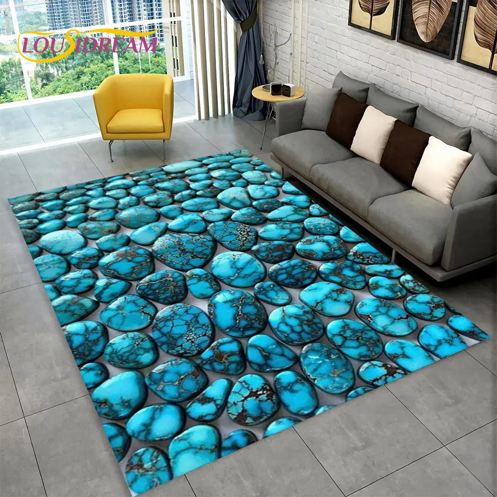 3D Stone Footprint Beach Pebbles Area Rug,Carpet Rug for Home Living Room Bedroom Sofa Doormat Kitchen Decor Non-slip Floor Mat