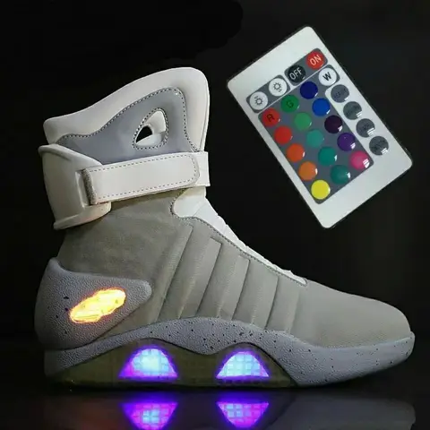 Remote Control LED Mag Shoes Fashion Light Up Sneakers  for Men Air Shoes USB Recharging Shoes Back To The Future Boots 1989