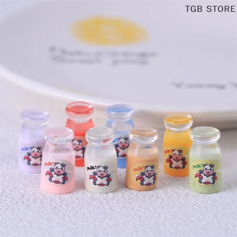 ขวดนมเรซิ่นใสจำลอง 10 ชิ้น ของเล่นบ้านตุ๊กตา ของตกแต่งจิ๋ว น่ารัก ของประดับตกแต่งสไตล์สาวหวาน ของขวัญสำหรับเด็ก