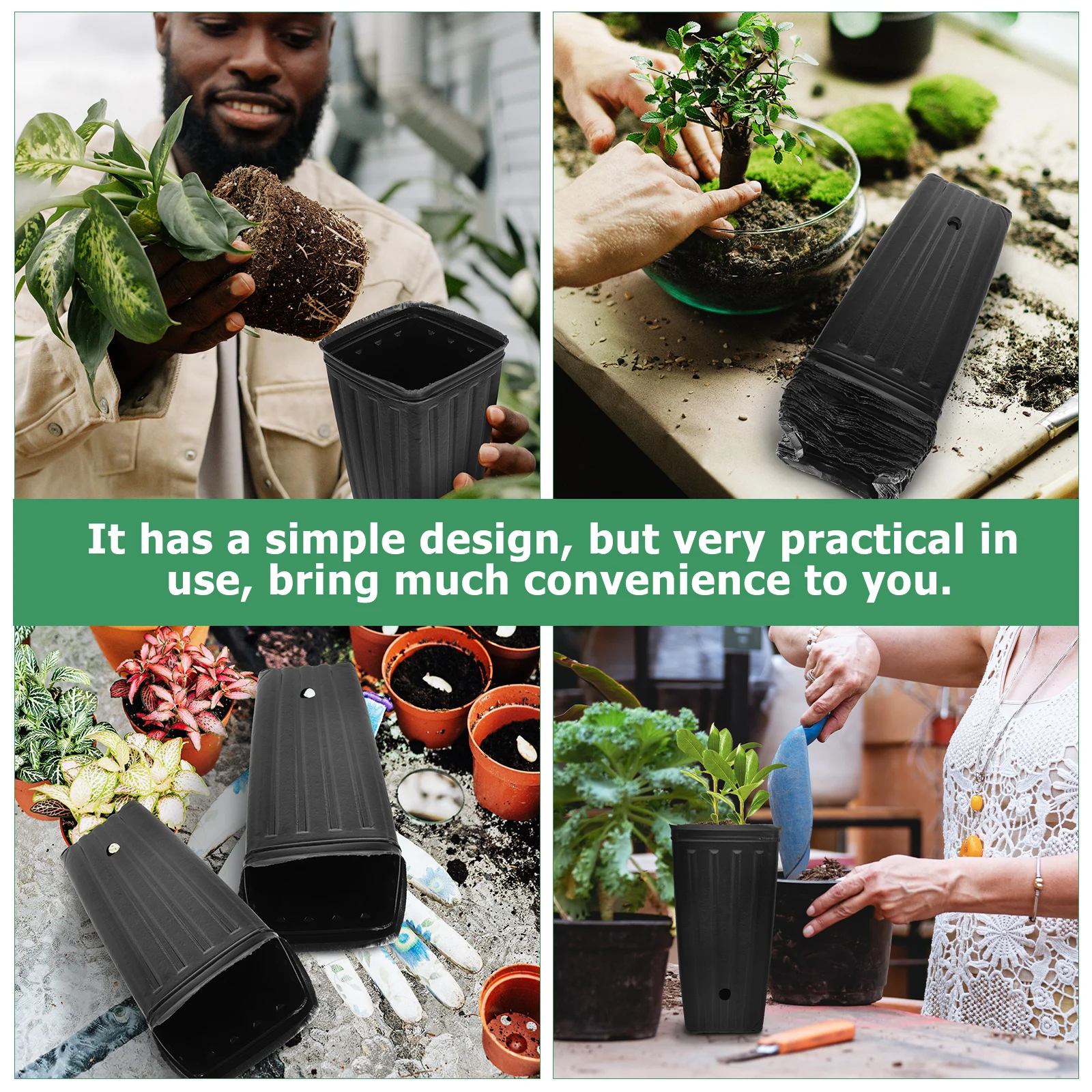 

30pcs Plant Nursery Cups 10x20cm Tall Square Mouth Containers for Seedling Flower Fruit Vegetable Gardening Durable Plastic