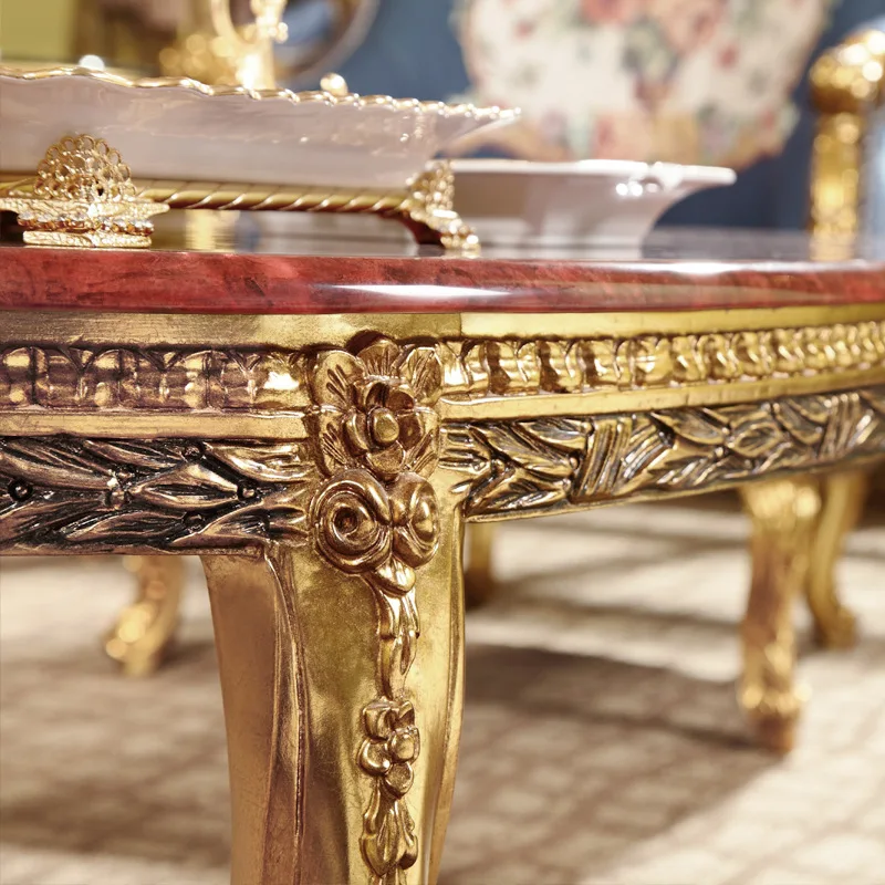 Italian neoclassical French mahogany carving sticker retro red coffee table furniture