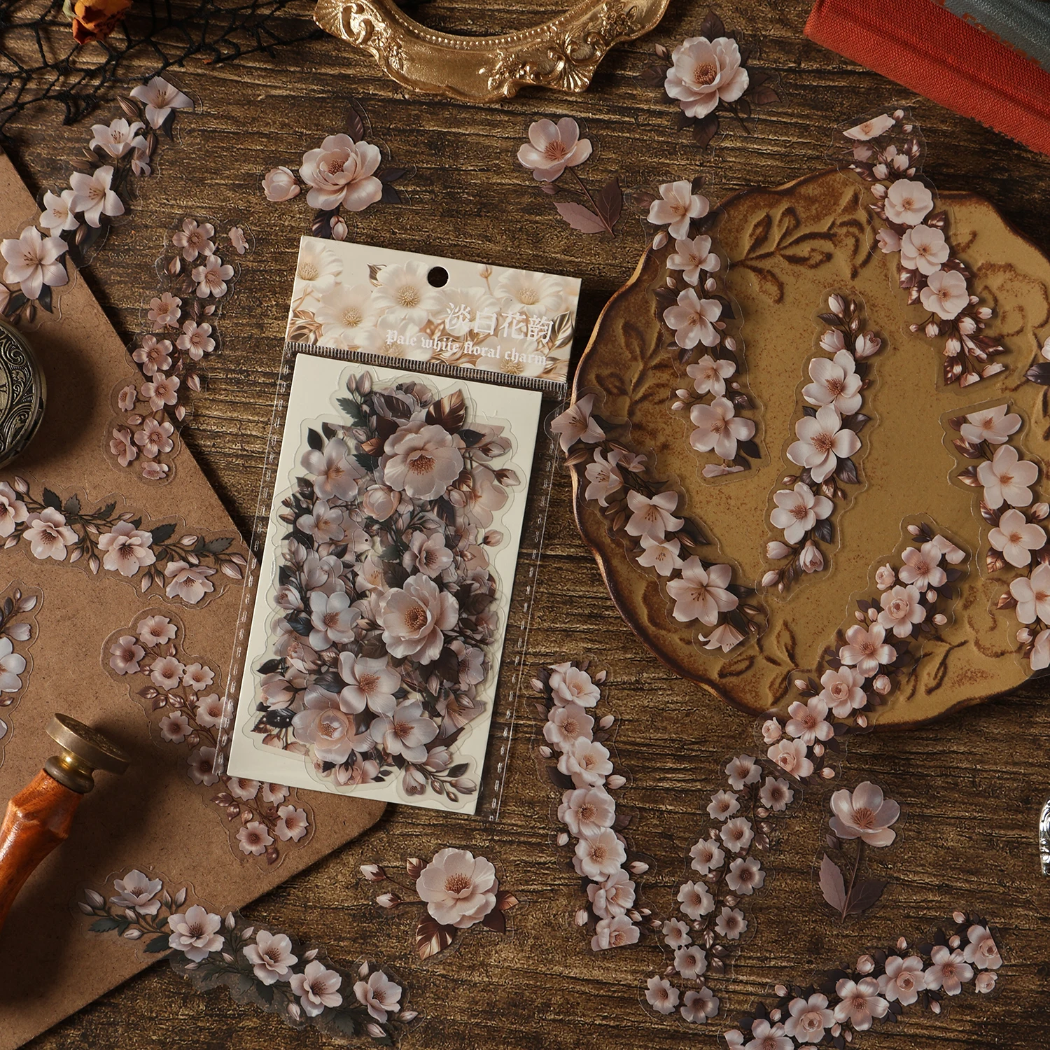 15 Pcs Flower Corner Themed PET Sticker pack for DIY Diary Journal Album Scrapbooking Magazine Art Decoration Aesthetic stickers