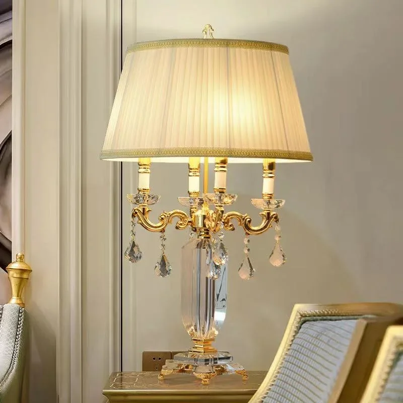 Modern copper stone AC bedside lamp is suitable for bedroom, living room, sofa and table lamp