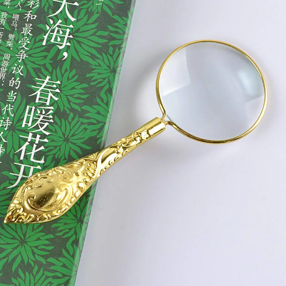 5X Carved Magnifier Handheld Magnifier Reading Magnifying Glass Lens For Reading Inspection Crafts Hobbies Jewelry Loupe