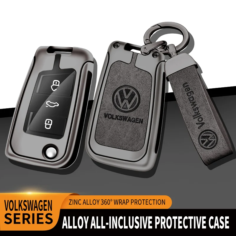 For Volkswagen VW Tiguan MK2 Golf 7 MK7 T-Cross T-ROC Polo Touran Car TPU Zinc Alloy Key Case Bag Car Key Chain Metal Key Shell