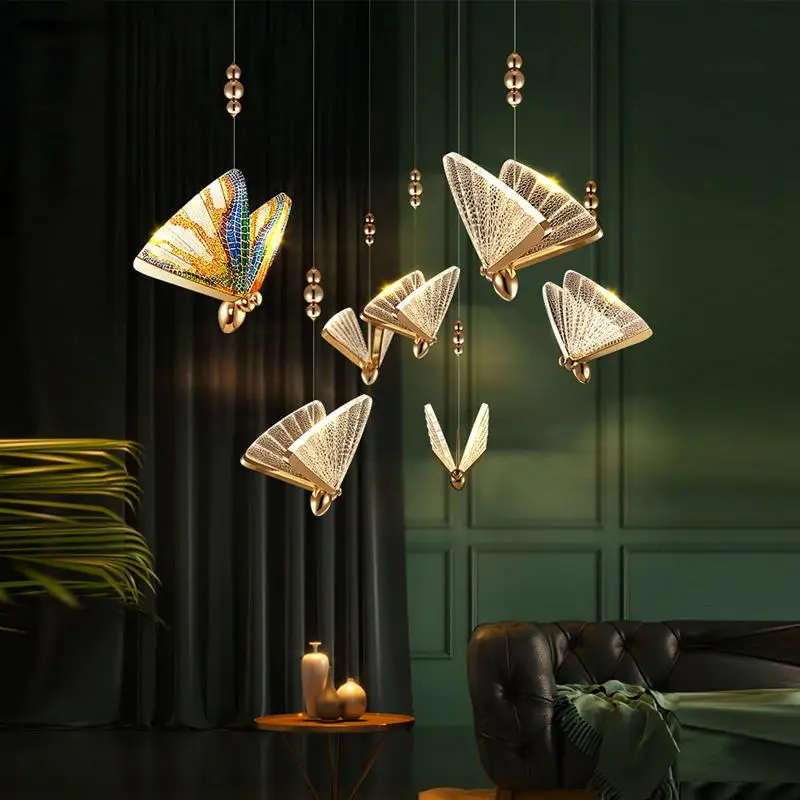 Nordic Butterfly LED Pendant Lamps Hanging Lighting for Bedroom Living Room Indoor Chandelier Lights for Home Aisle AC85-265V