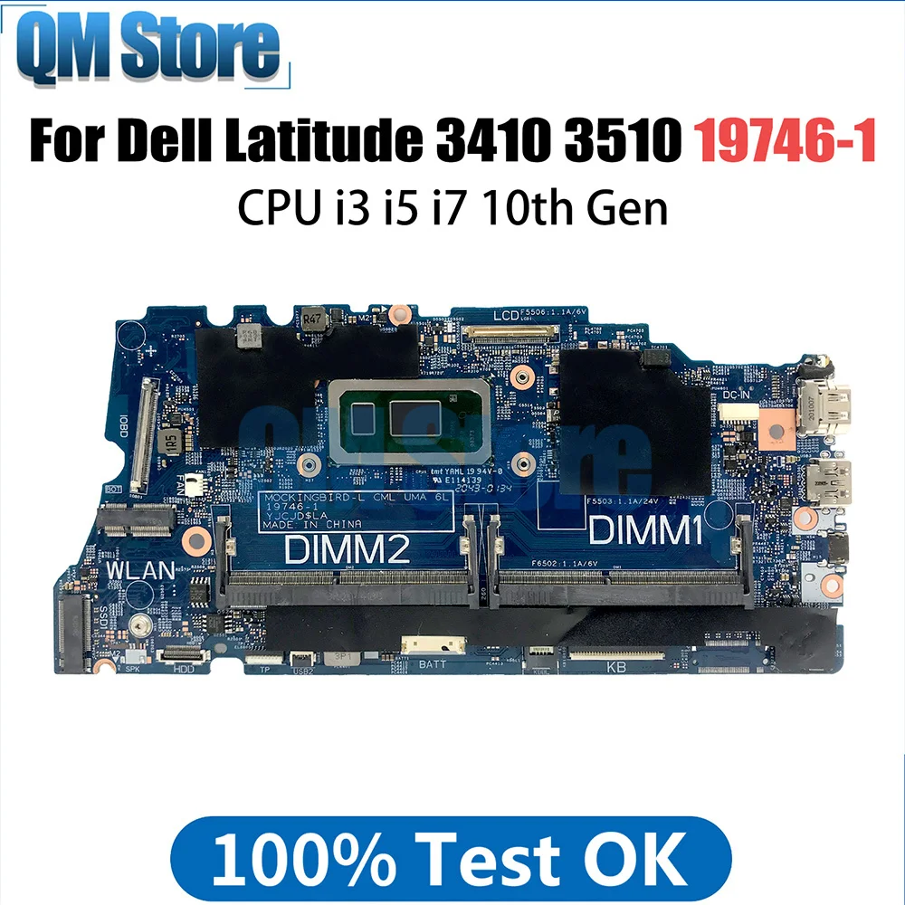 Notebook Mainboard For Dell Latitude 3410 3510 0KW9T3 02G2J7 0PD7RH 0DT6K3 19746-1 Laptop Motherboard i3 i5 i7 10th Gen CPU