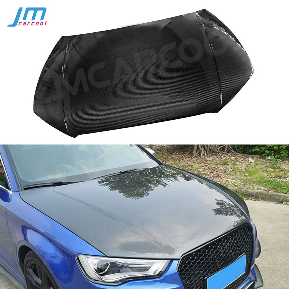 

Carbon Fiber Front Engine Hood Vent Cover Body Kits For Audi A3 S3 2014 2015 2016 FRP Unpainted Black Car Bonnet Cap Accessories