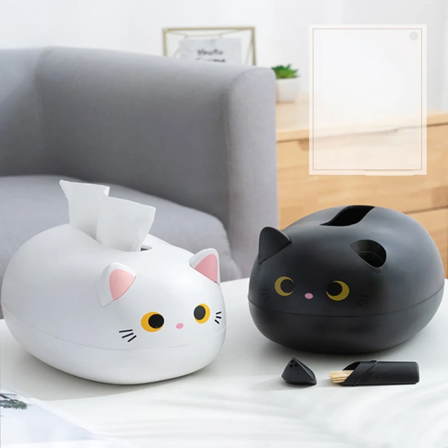 Kawaii Cat Tissue Box  Napkin  Box Wc Paper Container Desktop Toilet Paper Holder Nordic Style  Decoration