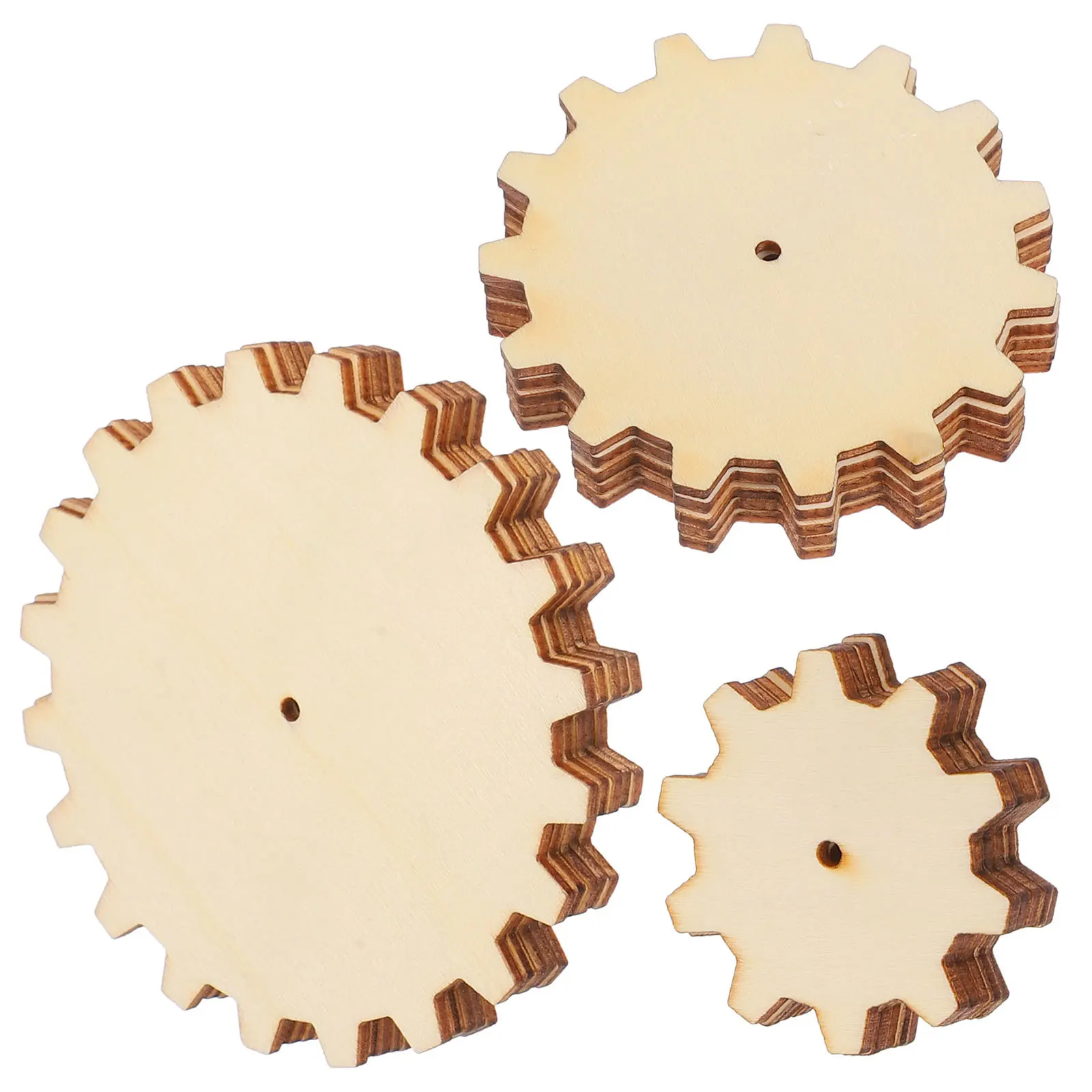 45pcs Creative Wooden Educational Craft Set 5Cm 7.5Cm 10Cm Unfinished Circles Diy Painting Steampunk Gears Kids Learning Wooden