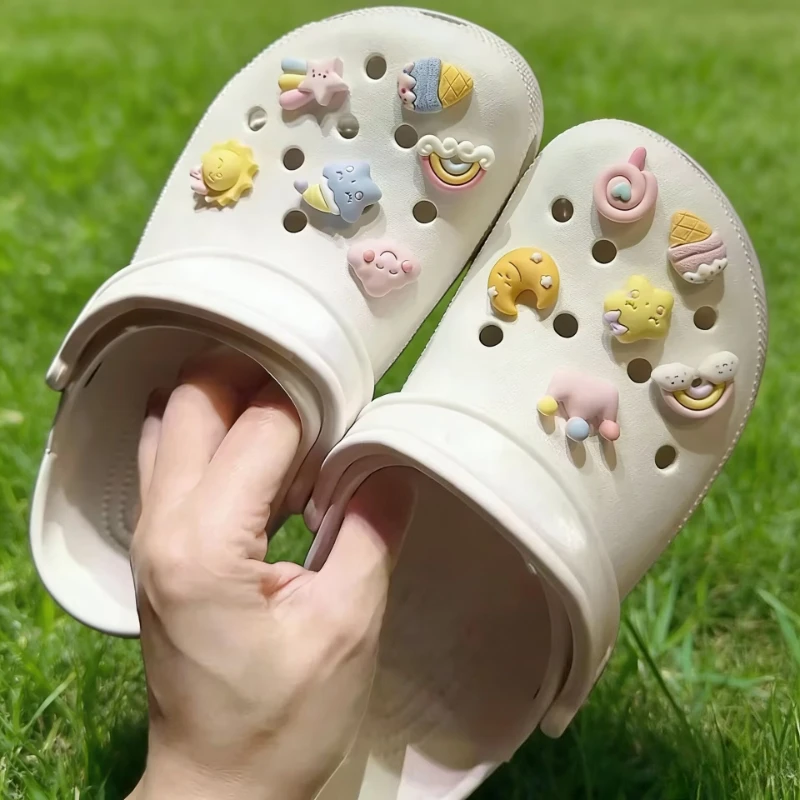 12PCS Hot Sale DIY Hole Shoes Charms for Sleeping Stars Handmade Charms Designer Quality Garden Shoe Decoration Girl Gift
