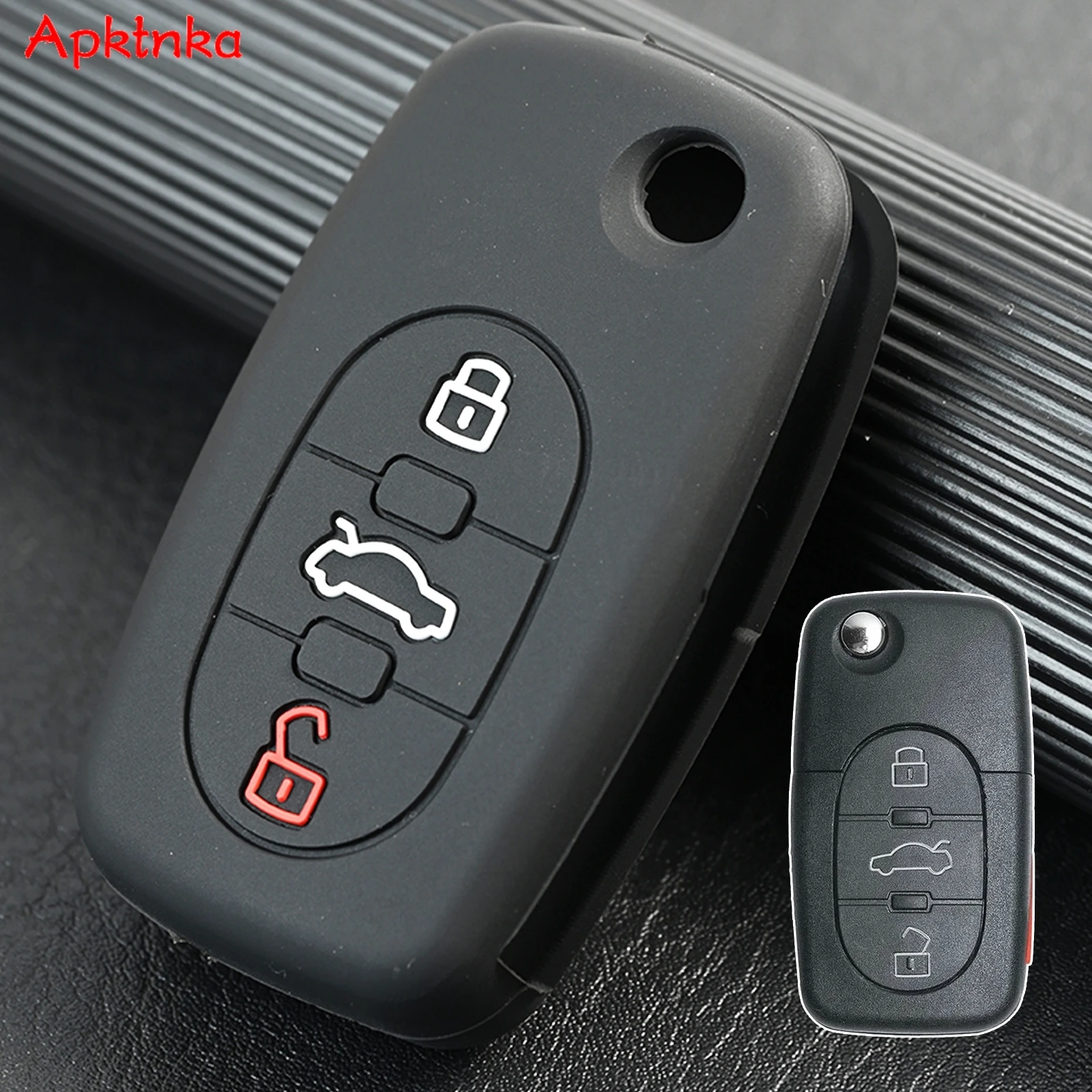 Silicone Remote Key Case Cover Holder 3 Button For Audi A2 S4 RS4 A6 S6 allroad A3 S3 A4 A8 S8 Roadster Cabriolet RS6 2003 2004