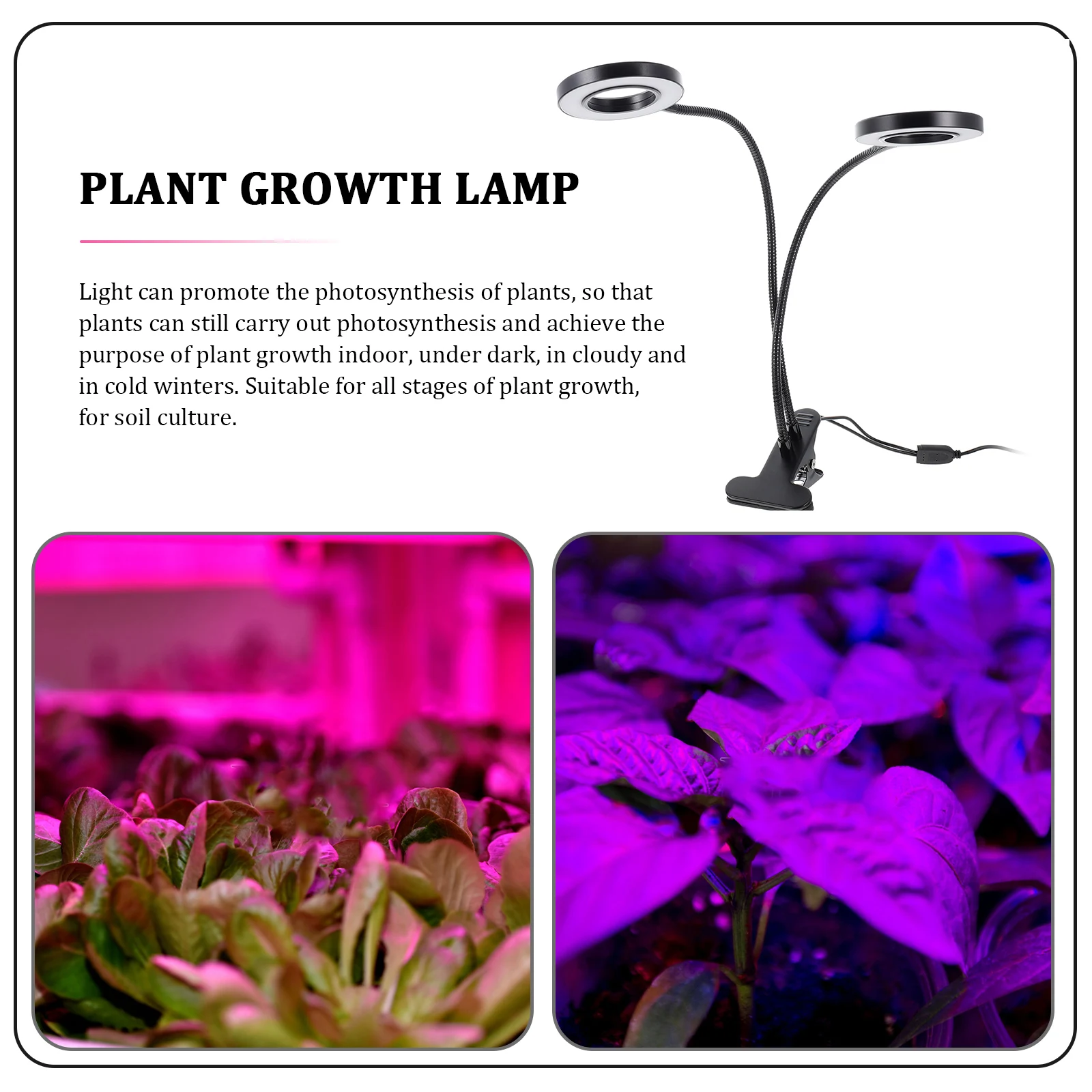 LED Plant Lamp USB-powered Light Growth Clip Planting Dual-headed Abs