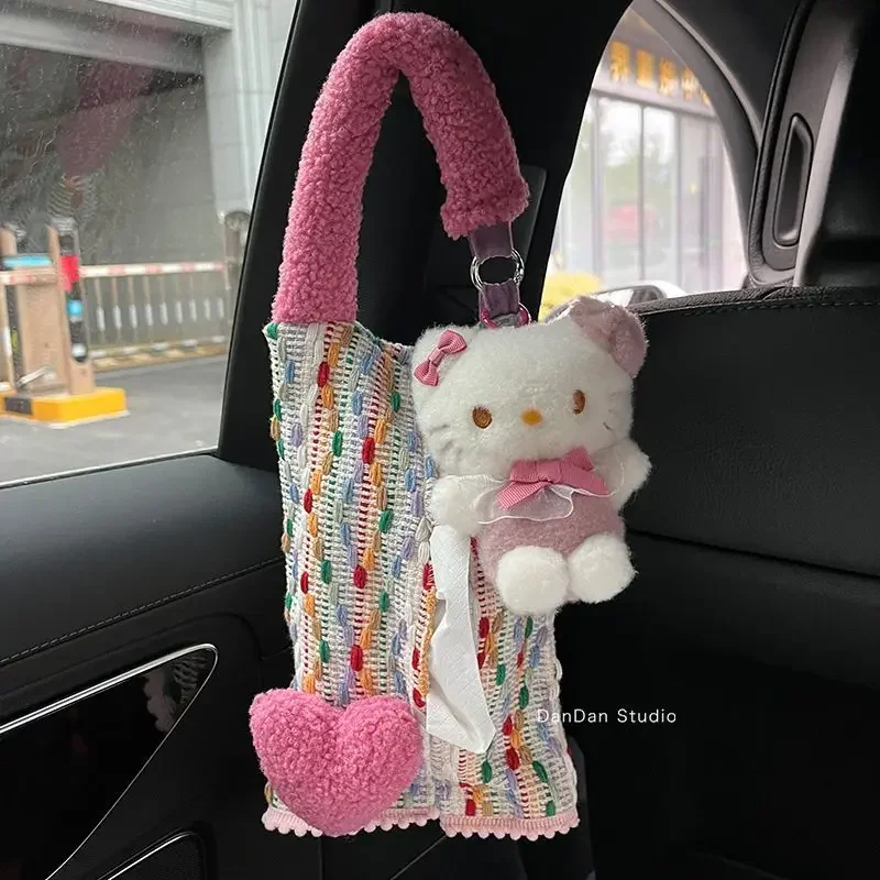 

Car Tissue Box Holder Heart Pattern Car Napkin Holder Tissue Dispenser Soft Car Organization Accessories Tissue Paper Holder