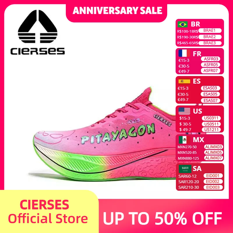 

CIERSES Carbon Plate Marathon Running Racing Shoes Мужские профессиональные противоударные сверхлегкие кроссовки со стабильной поддержкой