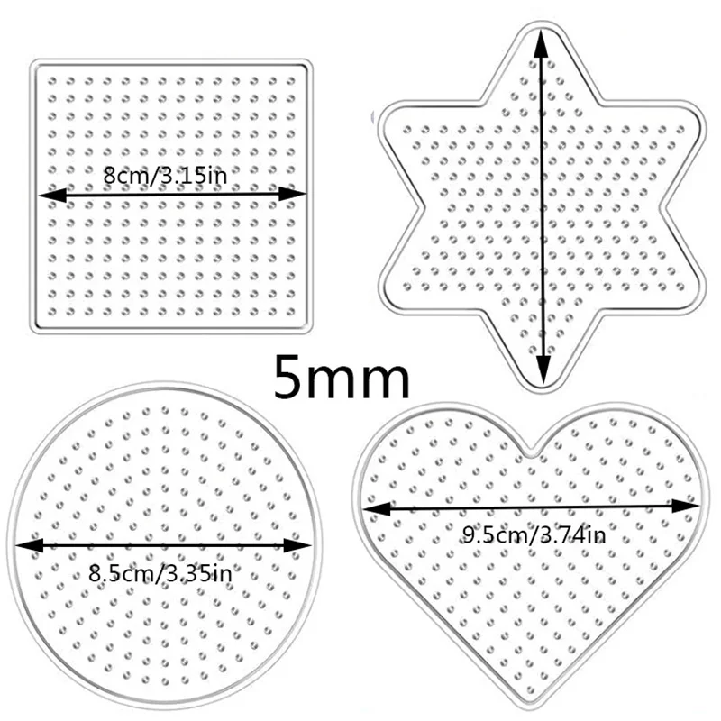 4pcs 2.6/5mm Practical PE Clear Square Melting Bead Pegboards Board Circle Puzzles Beads Template For DIY Fuse Bead