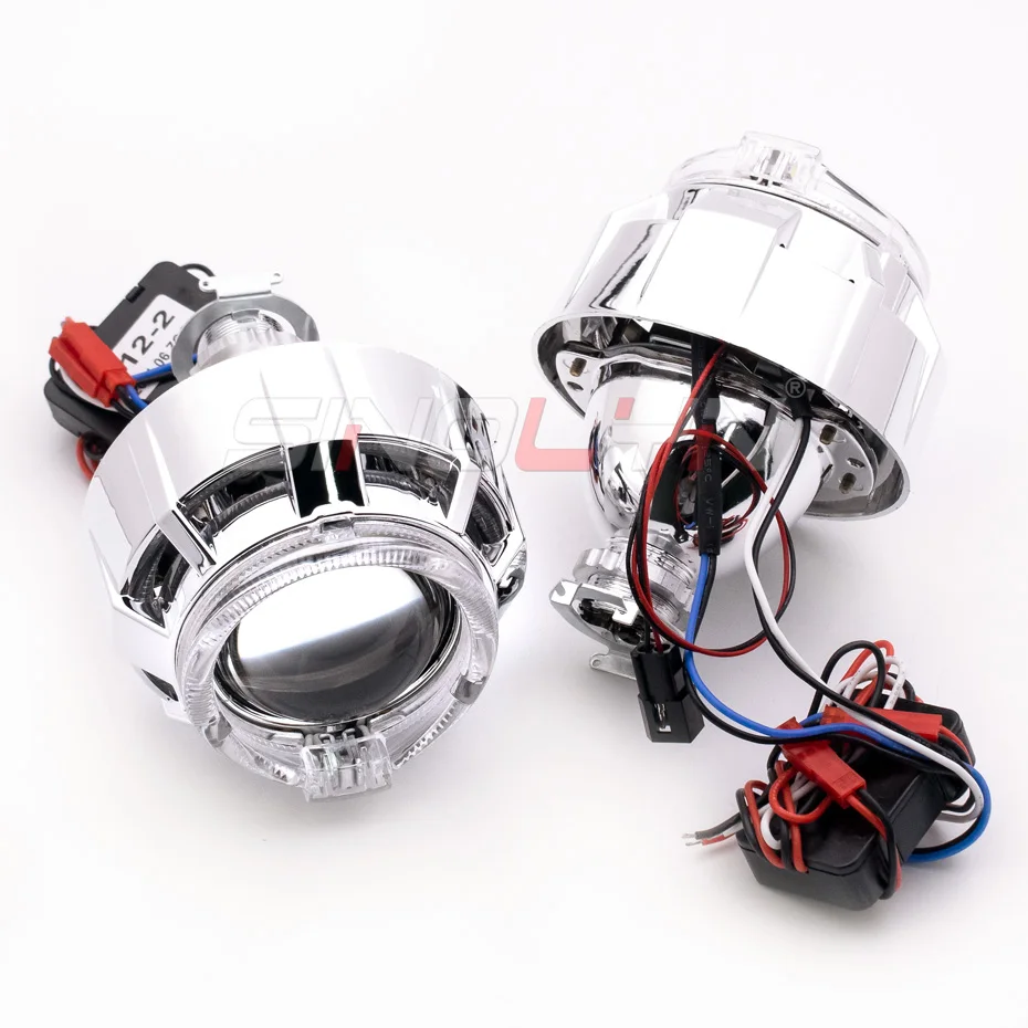 Sinolyn 2 Inch Dual LED Angel Eyes Bi Xenon Lenses For Headlight H4 H7 Car Light H1 Projector Running Light For Car Accessories
