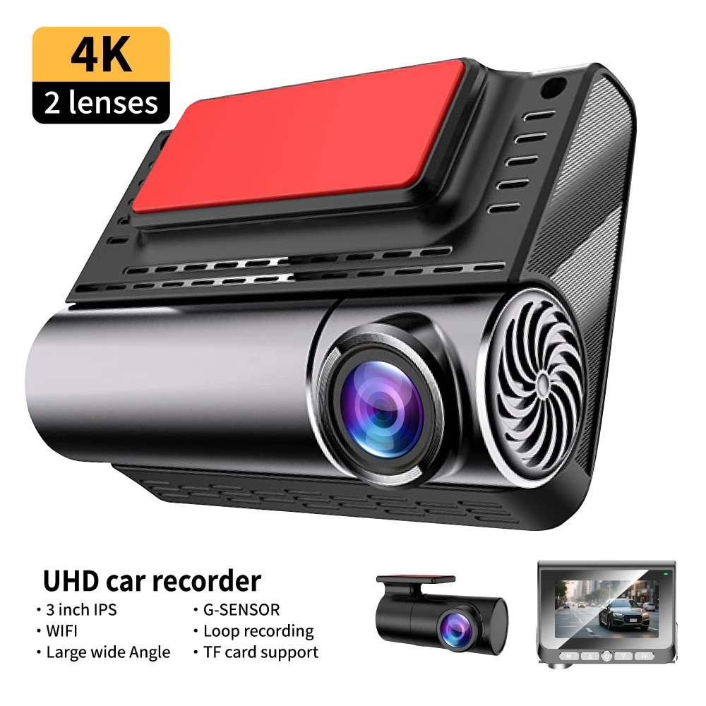 

3Inch IPS WiFi Hidden Dash cam Car DVR HD 4K Front Rear Dual lens Wide Angle Night vision G-Sensor Black Box Car Accessories