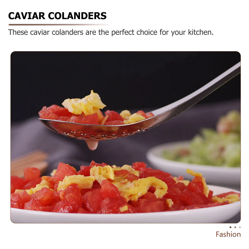

5pcs Stainless Steel Colanders Caviar Scoops Porous Design High Efficiency Strainer Spoons Kitchen Gadgets For Home Multipurpose