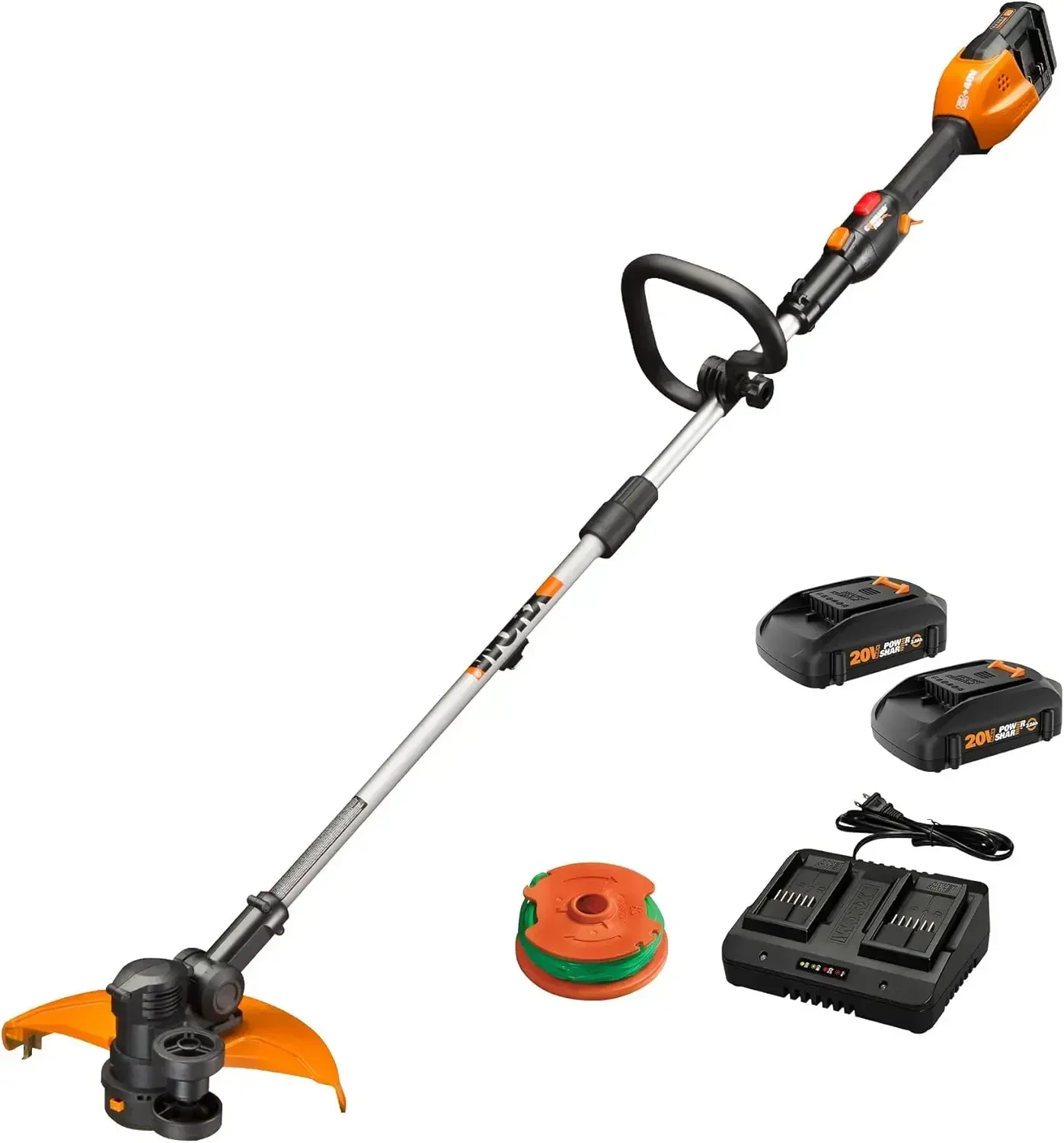 Worx String Trimmer Cordless, Edger 40V Power Share Weed Trimmer 13 (2 Batteries & Charger Included) WG184