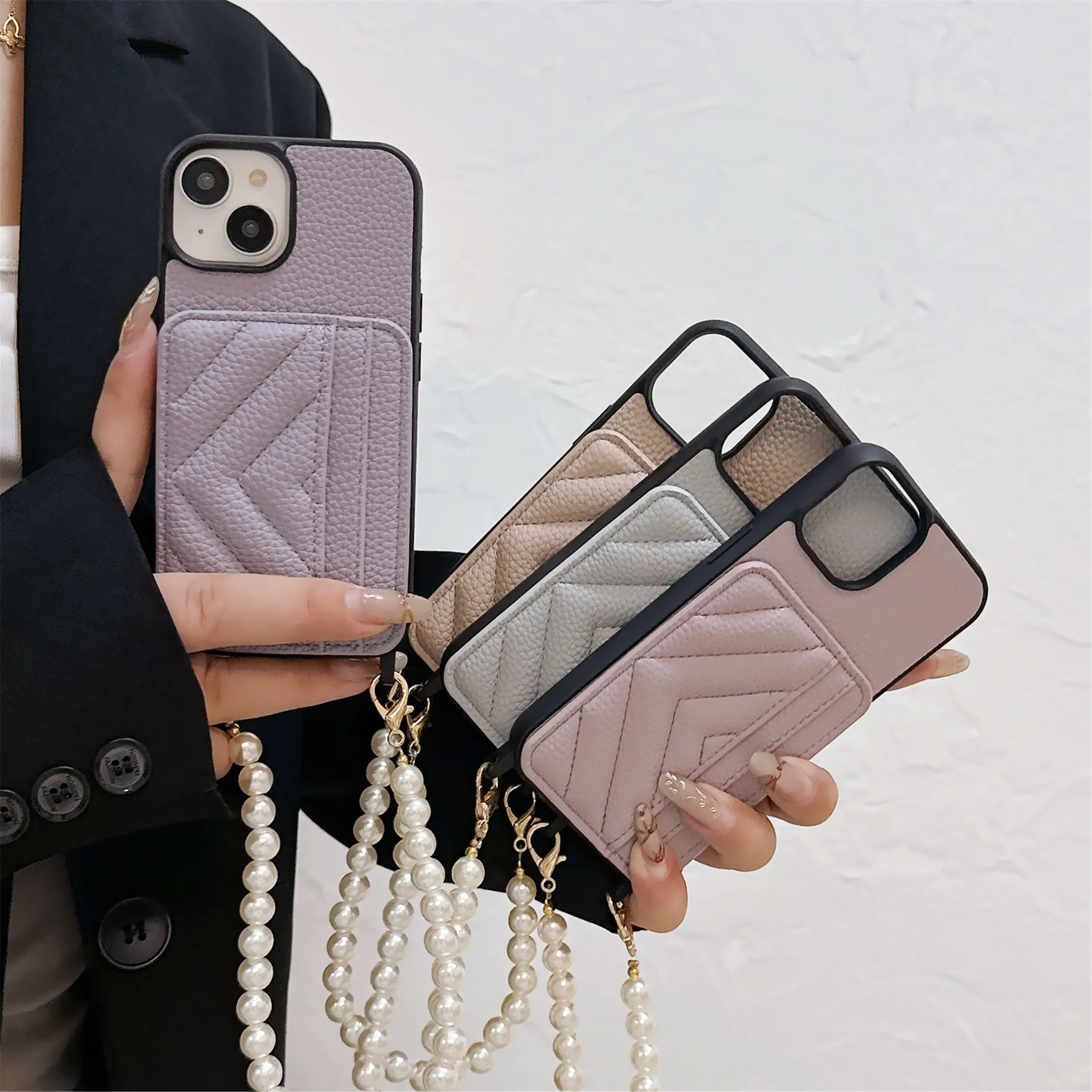 

Кожаный ремешок на запястье с бусинами, чехол-бумажник для IPhone 15 14 Plus 13 12 11 Pro Max, чехол для телефона с держателем слота для карт, противоударный