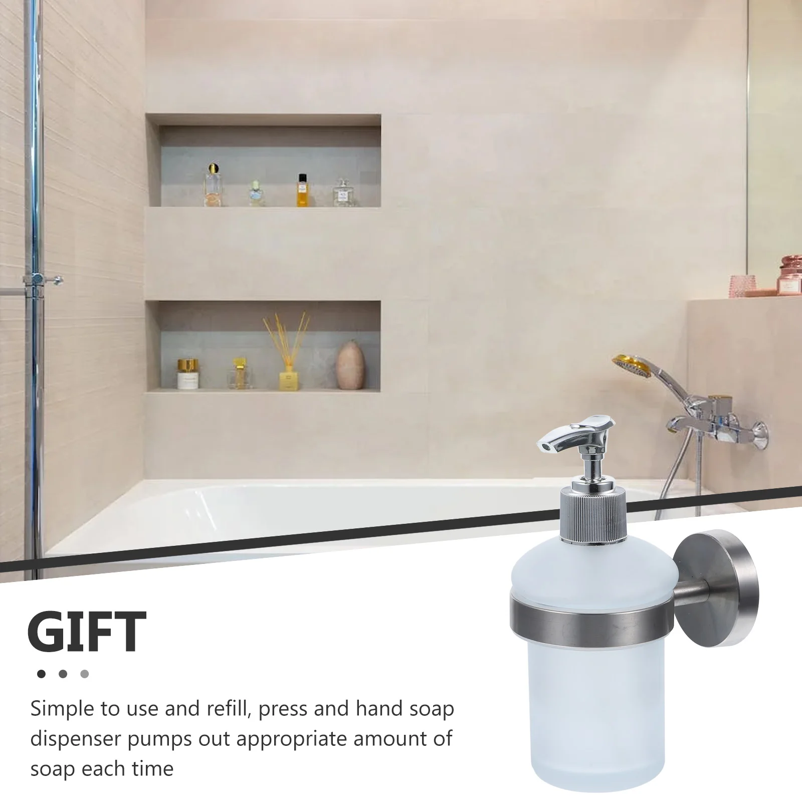 

Stainless Steel Wall Mount Dispenser Thick Frosted Glass Bottle Large Capacity Liquid Soap Lotion Pump Kitchen Bathroom Manual