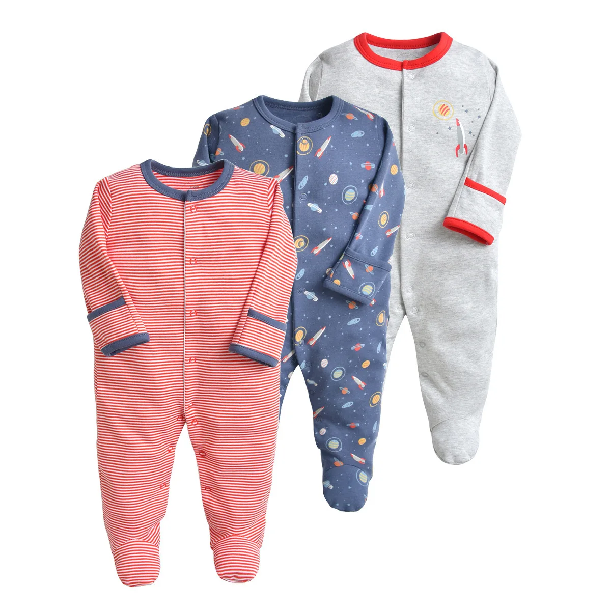 3Piece Spring Autumn Baby Clothing Infant Girl Boy Clothes Cartoon Cute Print Long Sleeve Cotton Jumpsuit Toddler Romper BC1486