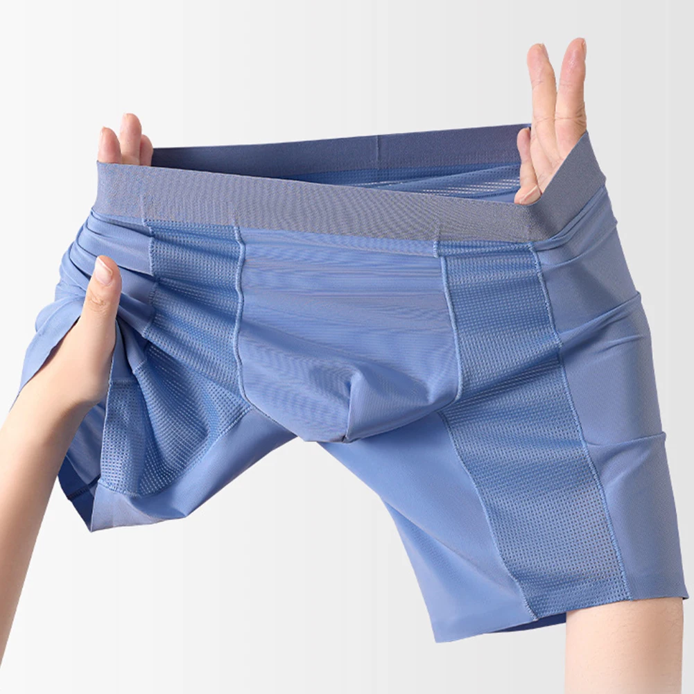 Ice Silk Men's Panties Underwear Sissy U Convex Pouch Boxer Shorts Seamless Lingerie Breathable Underpants Trunks Knickers