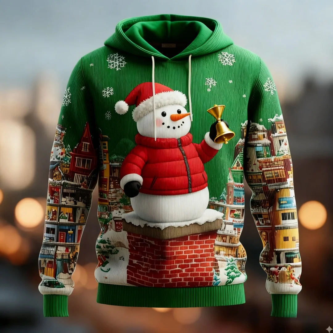 Men's and Women's Hoodies Santa Snowflake 3D Printed Sweatshirt Warm hoodie for man Street Winter Holiday Fashion Men's clothing